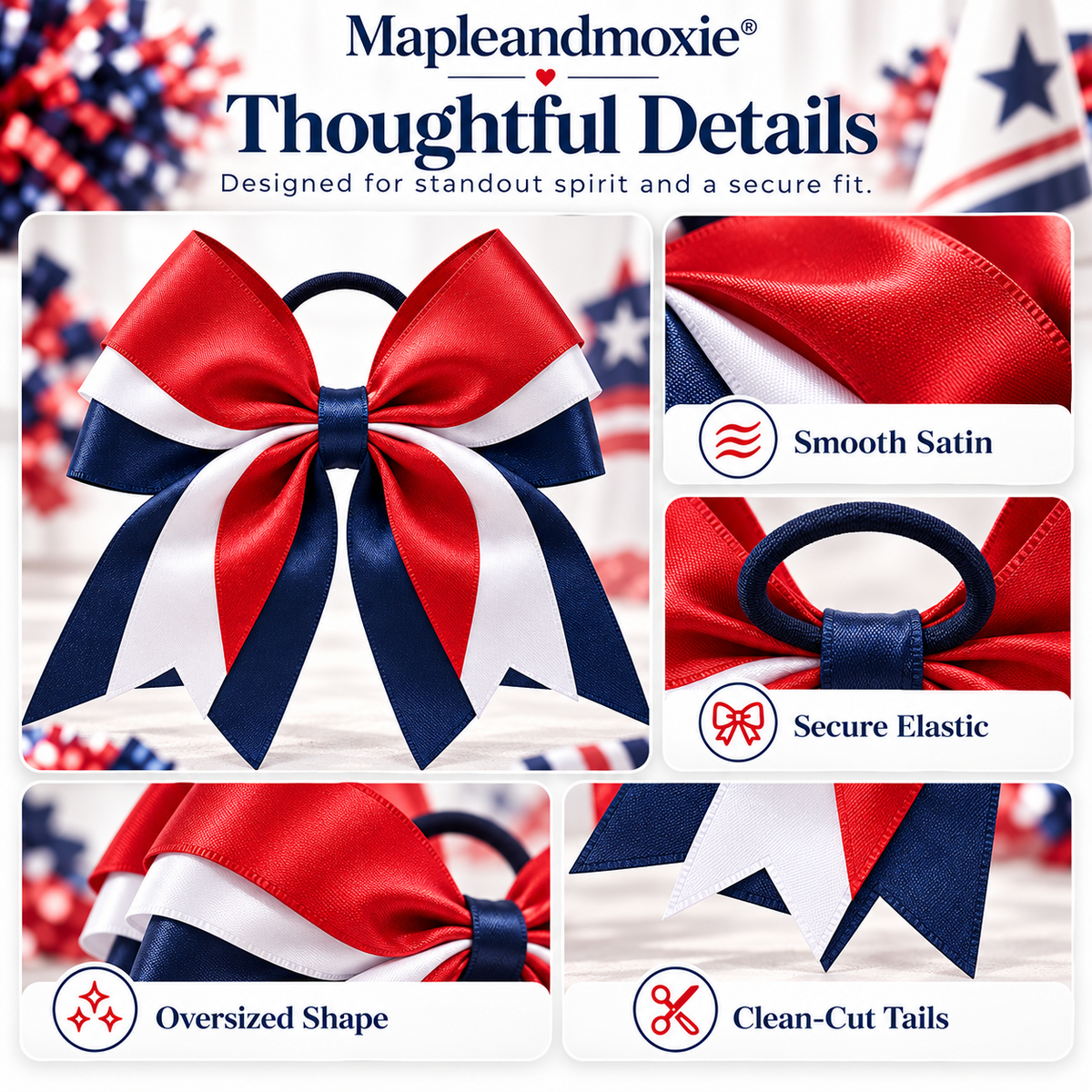 Mapleandmoxie® Classic Cheer Bow