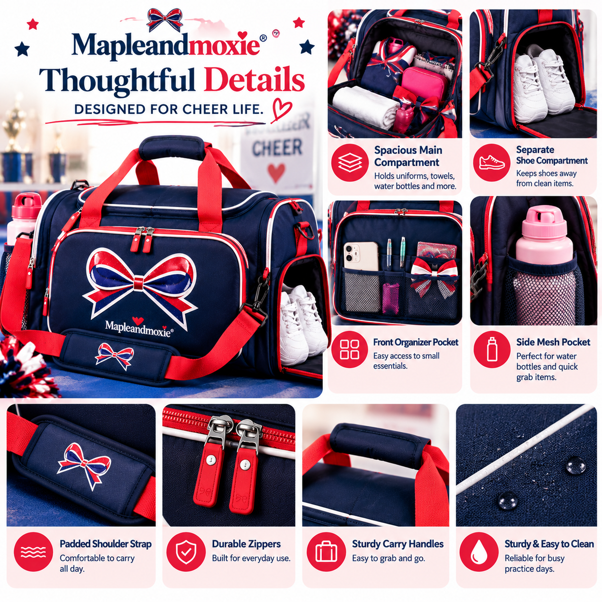 Mapleandmoxie® Cheer Shoes & Accessories Duffle Bag