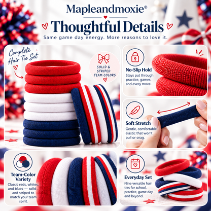 Mapleandmoxie® No-Slip Cheer Hair Tie Set
