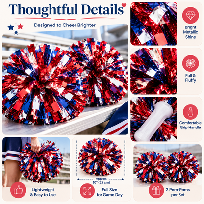 Mapleandmoxie® Metallic Cheer Pom-Poms