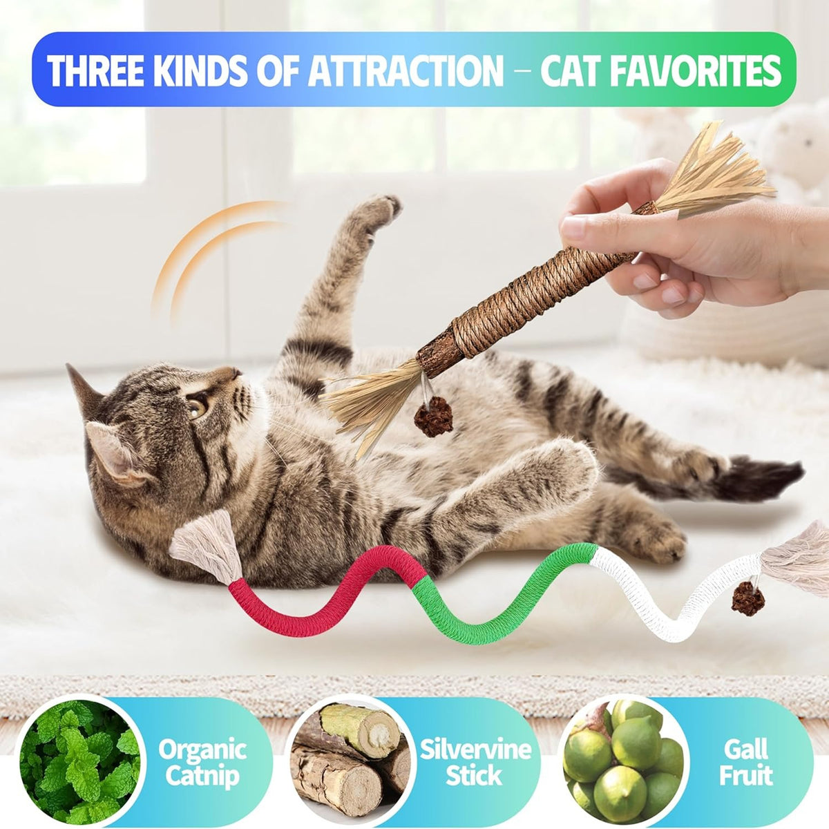 Mresio®🔥😻 Cat Toys Chew Rope & Silvervine Sticks for Bored Indoor Adult Cats